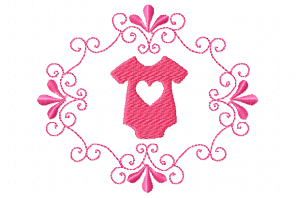 Baby Clothes in Frame Embroidery Design