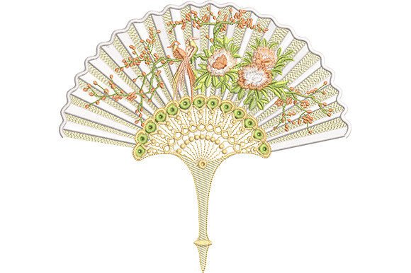 Beautiful Antique Hand Fan Embroidery Design