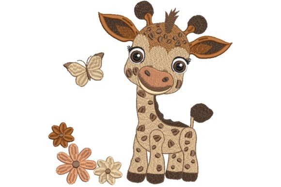 Giraffe Baby Boy with Flowers Embroidery Review