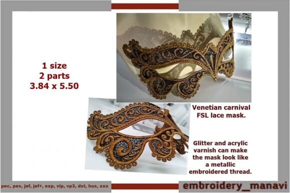 Venetian FSL Lace Carnival Mask Embroidery